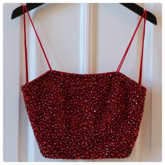 ALICE + OLIVIA Crystal Embellished Crop Top - Picture 1 of 17